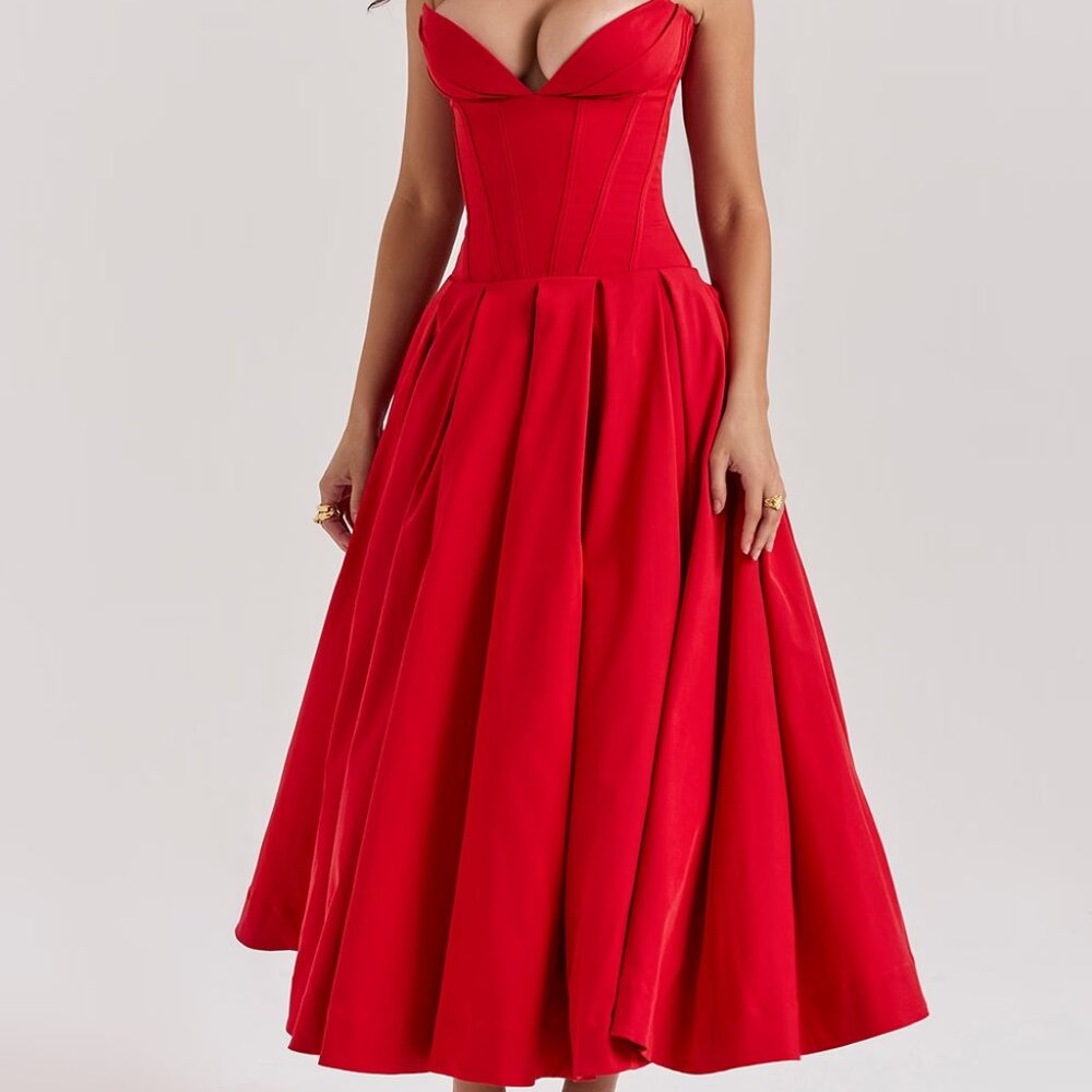 House of CB Lady Scarlet Strapless Midi Dress
